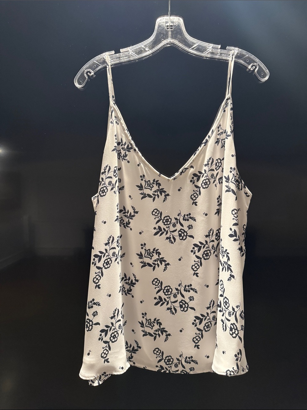 LOFT Cream Floral V-Neck Cami with Black Print
